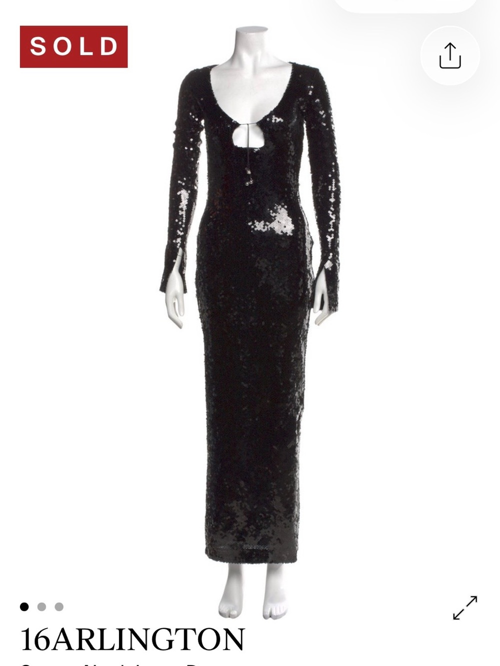 16Arlington Black Sequin Long Sleeve Maxi Dress with Front Keyhole